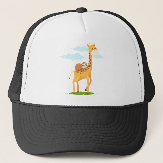 Giraffe met een kleine grappigheidstoets voor kind trucker pet (Voorkant)
