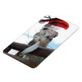 Giraffe met een Pet voor de kerstman Magneet (Linkerzijde)