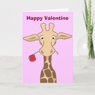Giraffe met een Roze Kaart van Valentijn