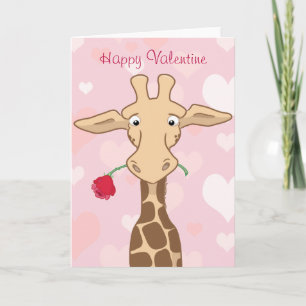 Giraffe met een Rozen Valentijn Kaart
