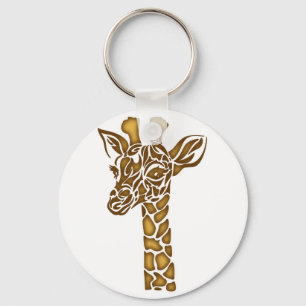 Giraffe met etnische en stammenornamenten sleutelhanger