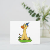 Giraffe met feesthoed briefkaart (Staand voorkant)