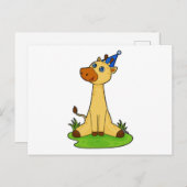 Giraffe met feesthoed briefkaart (Voorkant / Achterkant)