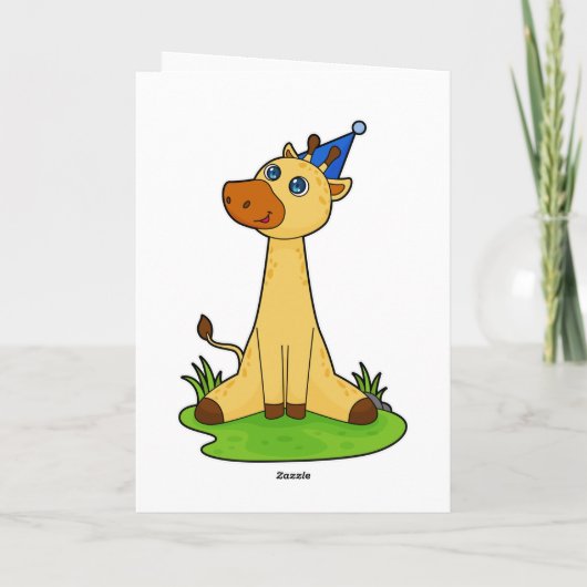 Giraffe met feesthoed kaart (Achterkant)