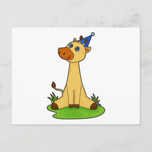 Giraffe met feestmuts briefkaart (Voorkant)