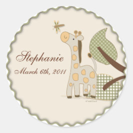 Giraffe met geruite bladeren Sticker