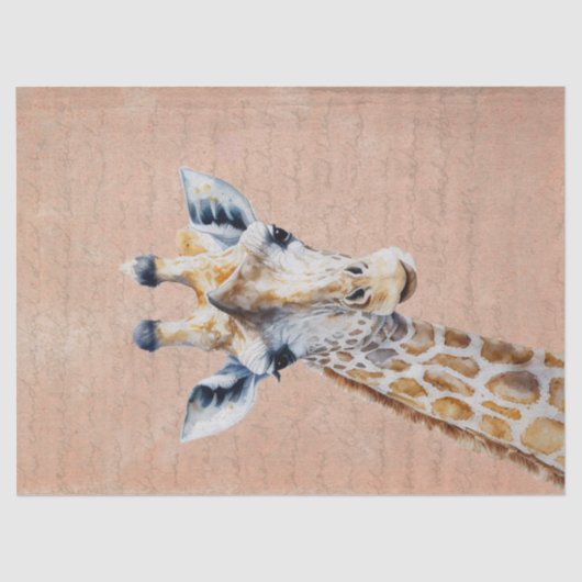 Giraffe met Handschrift Achtergrond Decoupage Tissuepapier (Voorkant)