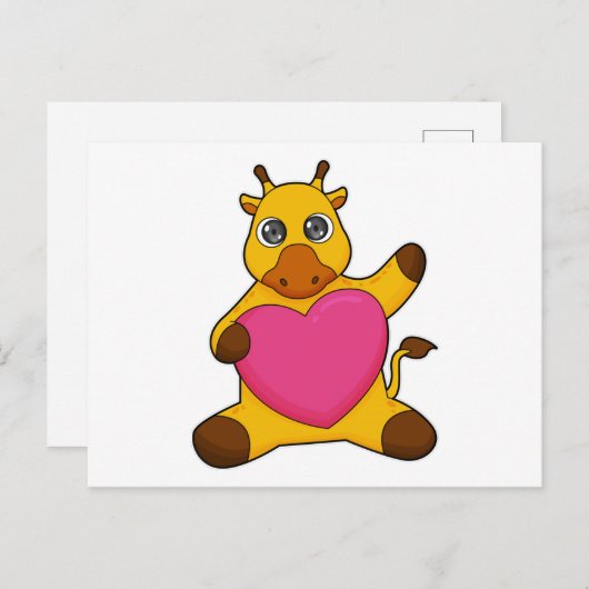 Giraffe met Hart Briefkaart (Voorkant / Achterkant)