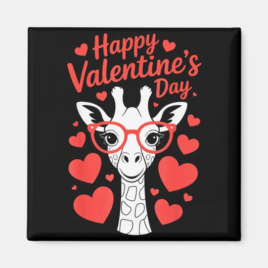 Giraffe met hart Gles Liefde Viering Valentijn Magneet (Voorkant)
