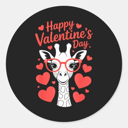 Giraffe met hart Gles Liefde Viering Valentijn Ronde Sticker (Voorkant)