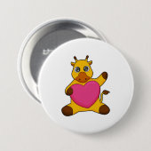 Giraffe met hart ronde button 7,6 cm (Voorkant /achterkant)