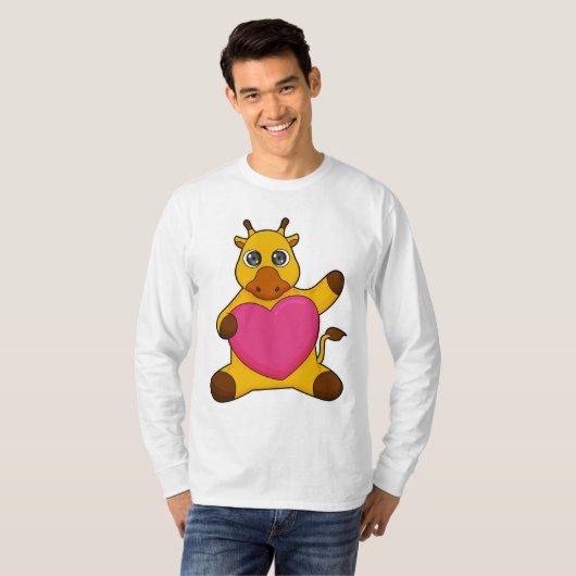Giraffe met hart t-shirt (Voorkant volledig)