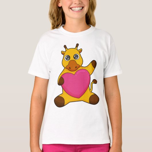 Giraffe met hart t-shirt (Voorkant)