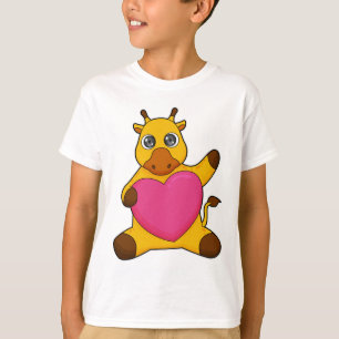 Giraffe met hart t-shirt