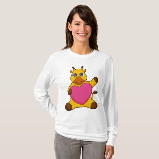 Giraffe met hart t-shirt (Voorkant volledig)