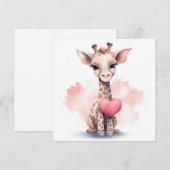 Giraffe met hart Valentijnsdag Kaart (Voorkant / Achterkant)