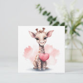 Giraffe met hart Valentijnsdag Kaart (Staand voorkant)