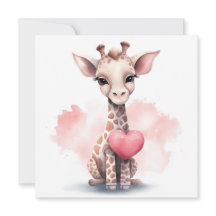 Giraffe met hart Valentijnsdag Kaart