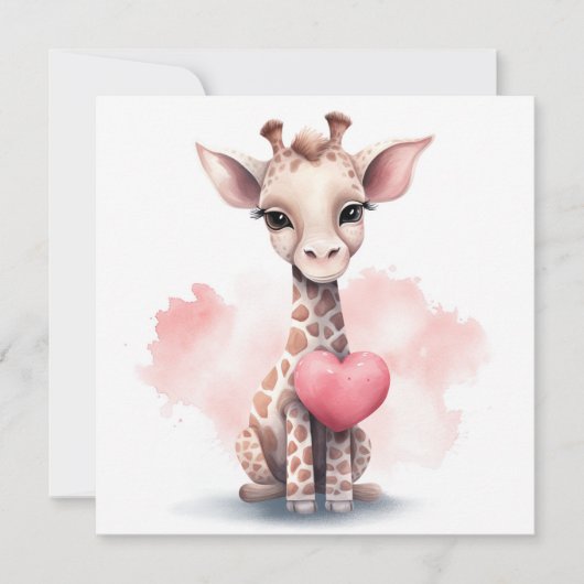 Giraffe met hart Valentijnsdag Kaart (Voorkant)