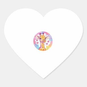 Giraffe met harten Schattige kleurrijke liefde Hart Sticker