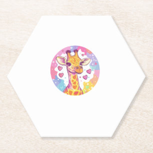 Giraffe met harten Schattige kleurrijke liefde Kartonnen Onderzetters