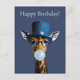 Giraffe met hoed bublegom Verjaardagswensen Briefkaart