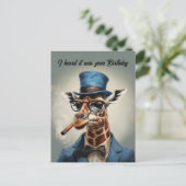 Giraffe met hoed en jas Gefeliciteerd verjaardag Briefkaart (Staand voorkant)