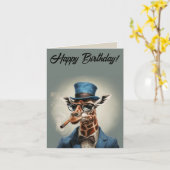 Giraffe met hoed personaliseren Gefeliciteerd met Kaart (Gele Bloem)