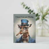 Giraffe met hoge hoed en jas Gefeliciteerd met je (Staand voorkant)