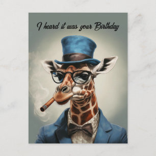Giraffe met hoge hoed en jas Gefeliciteerd met je  Briefkaart
