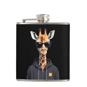 Giraffe met hoodie Funny Cool Animal Character Heupfles