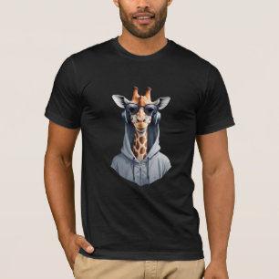 Giraffe met hoodie Funny Cool Animal Character T-shirt