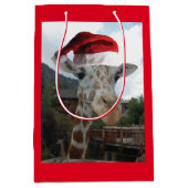 Giraffe met kerstcadeauPet Medium Cadeauzakje (Voorkant)
