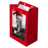 Giraffe met kerstcadeauPet Medium Cadeauzakje (Achterkant Gekanteld)