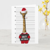 Giraffe met Kerstmis Funny Mugshot Guilty Kaart (Gele Bloem)