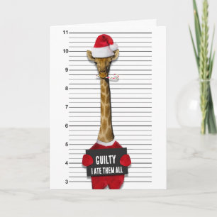 Giraffe met Kerstmis Funny Mugshot Guilty Kaart