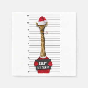 Giraffe met Kerstmis Funny Mugshot Guilty Servet