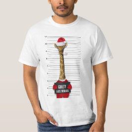 Giraffe met Kerstmis Funny Mugshot Guilty T-shirt