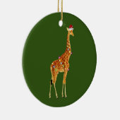 GIRAFFE met kerstmis met Pet Keramisch Ornament (Rechts)