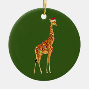 GIRAFFE met kerstmis met Pet Keramisch Ornament