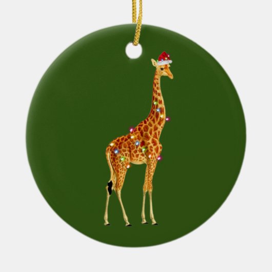 GIRAFFE met kerstmis met Pet Keramisch Ornament (Voorkant)