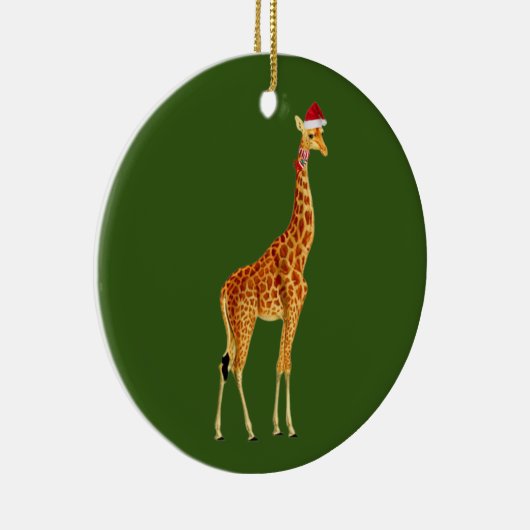 Giraffe met kerstmis met Pet Keramisch Ornament (Rechts)