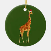 Giraffe met kerstmis met Pet Keramisch Ornament (Voorkant)