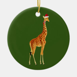 Giraffe met kerstmis met Pet Keramisch Ornament