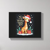 Giraffe met kerstmuts bijpassende kerstpyjama canvas afdruk (Voorkant)