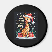 Giraffe met kerstmuts die overeenkomt met kerstpaj magneet (Voorkant)