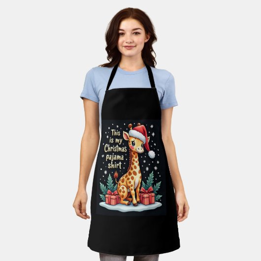 Giraffe met kerstmuts die overeenkomt met kerstpaj schort (Gedragen)
