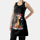 Giraffe met kerstmuts die overeenkomt met kerstpaj schort (Insitu)