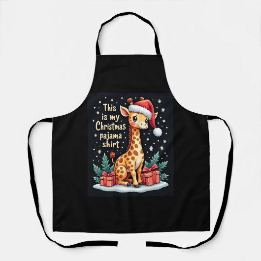 Giraffe met kerstmuts die overeenkomt met kerstpaj schort (Voorkant)