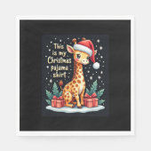 Giraffe met kerstmuts die overeenkomt met kerstpaj servet (Voorkant)